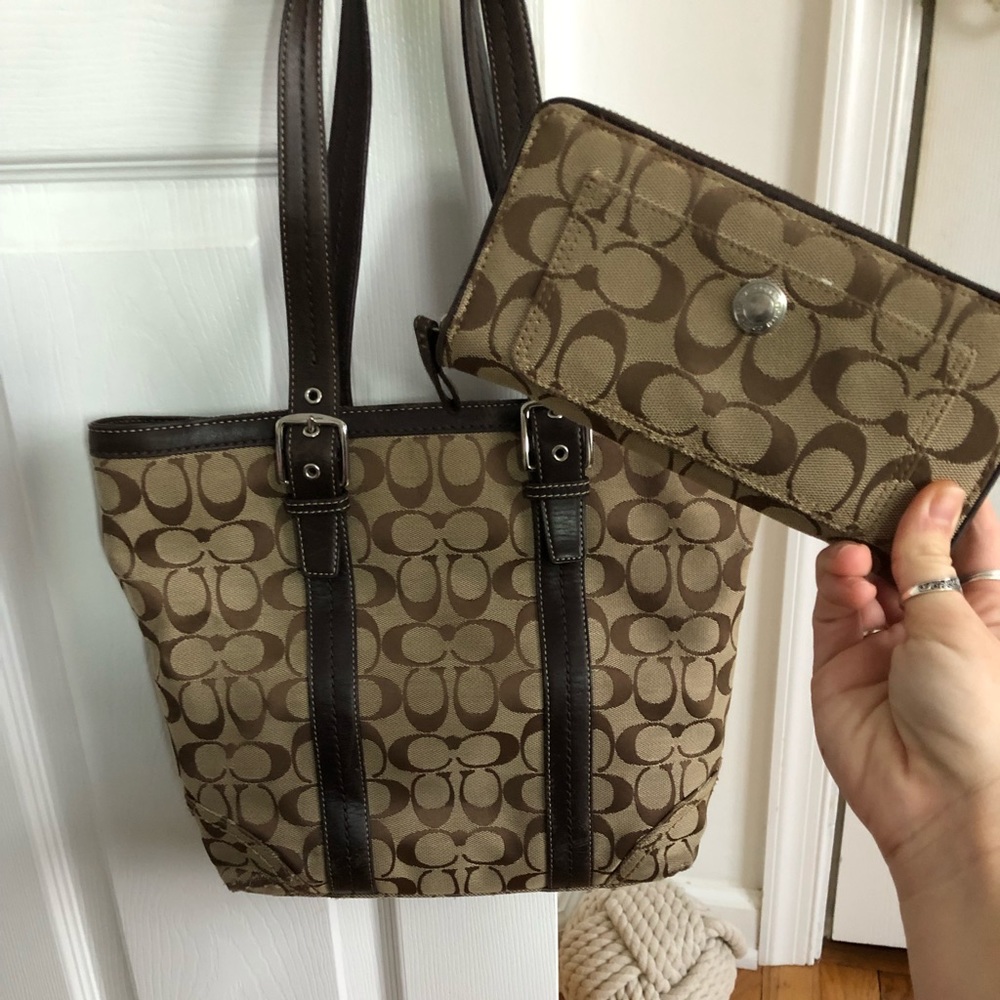 Matching Coach bag and wallet. Authentic